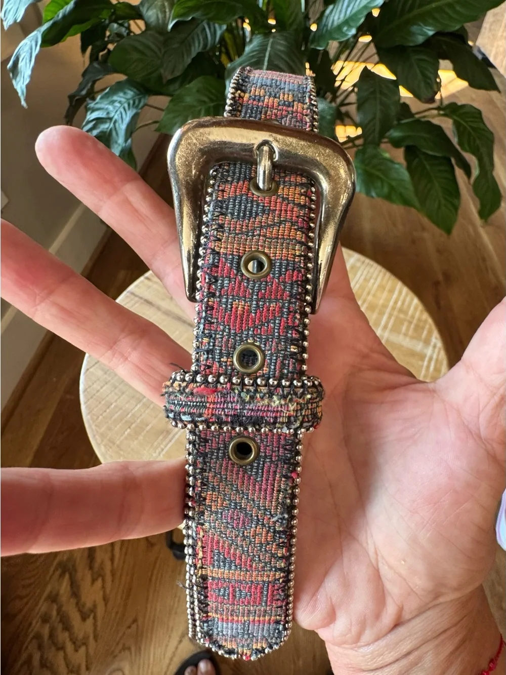 County Seat Vintage Woven Multicolor Statement Belt with Antique Brass Buckle